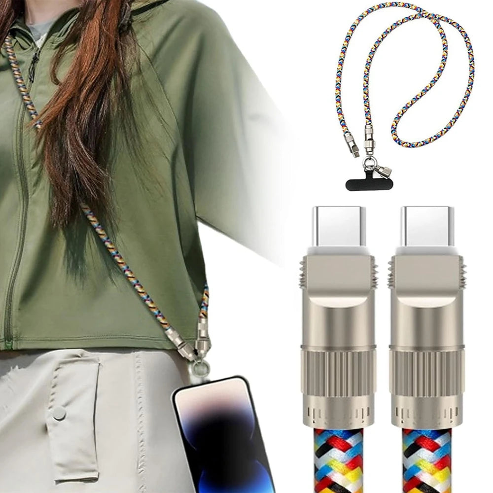 1 Fashionable mobile phone strap and PD60W charging cable 2 in 1