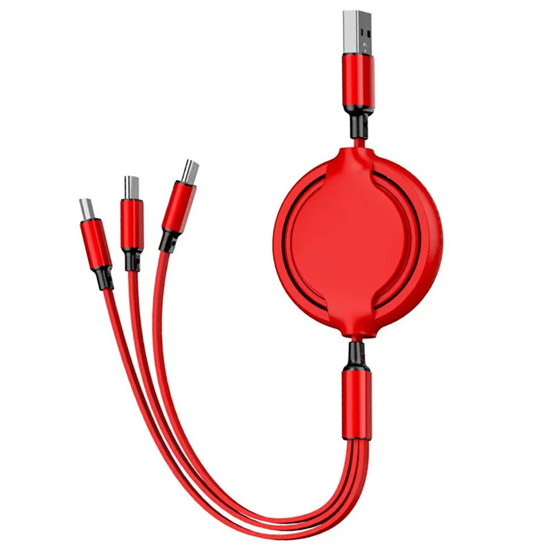 3 in 1 Retractable USB Data Cable Fast Charging Data Cable 12