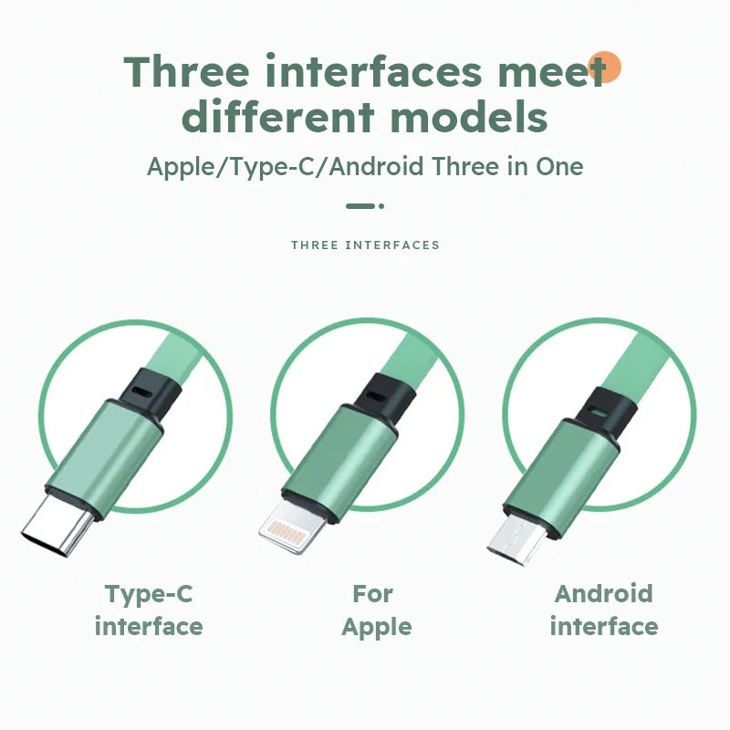 3 in 1 Retractable USB Data Cable Fast Charging Data Cable 2