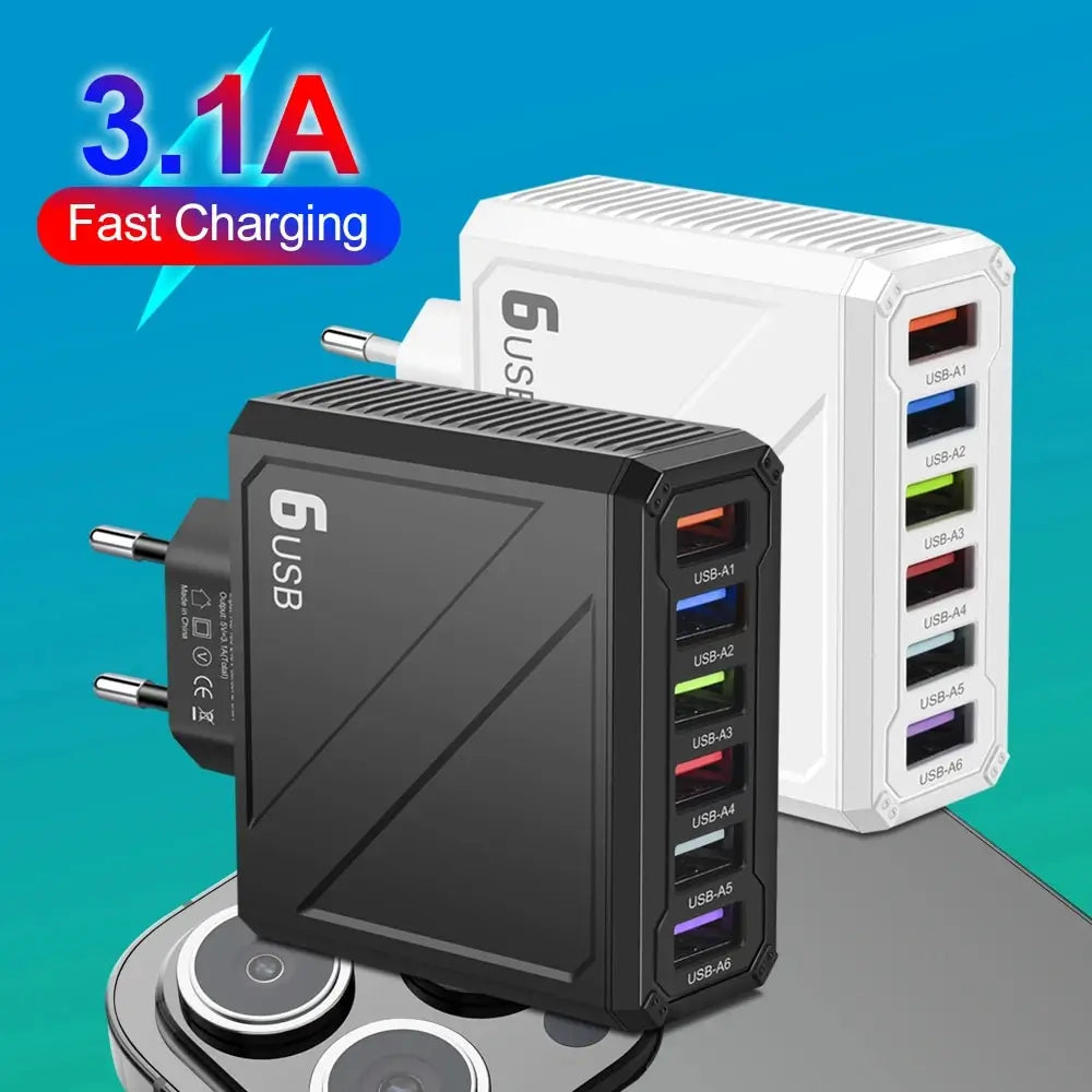 3.1A 6 Ports USB Charger Fast Charging Wall Charger 1