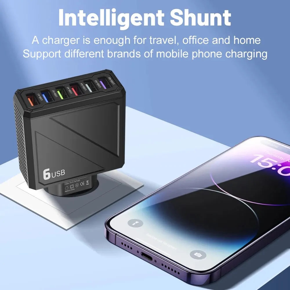 3.1A 6 Ports USB Charger Fast Charging Wall Charger 2