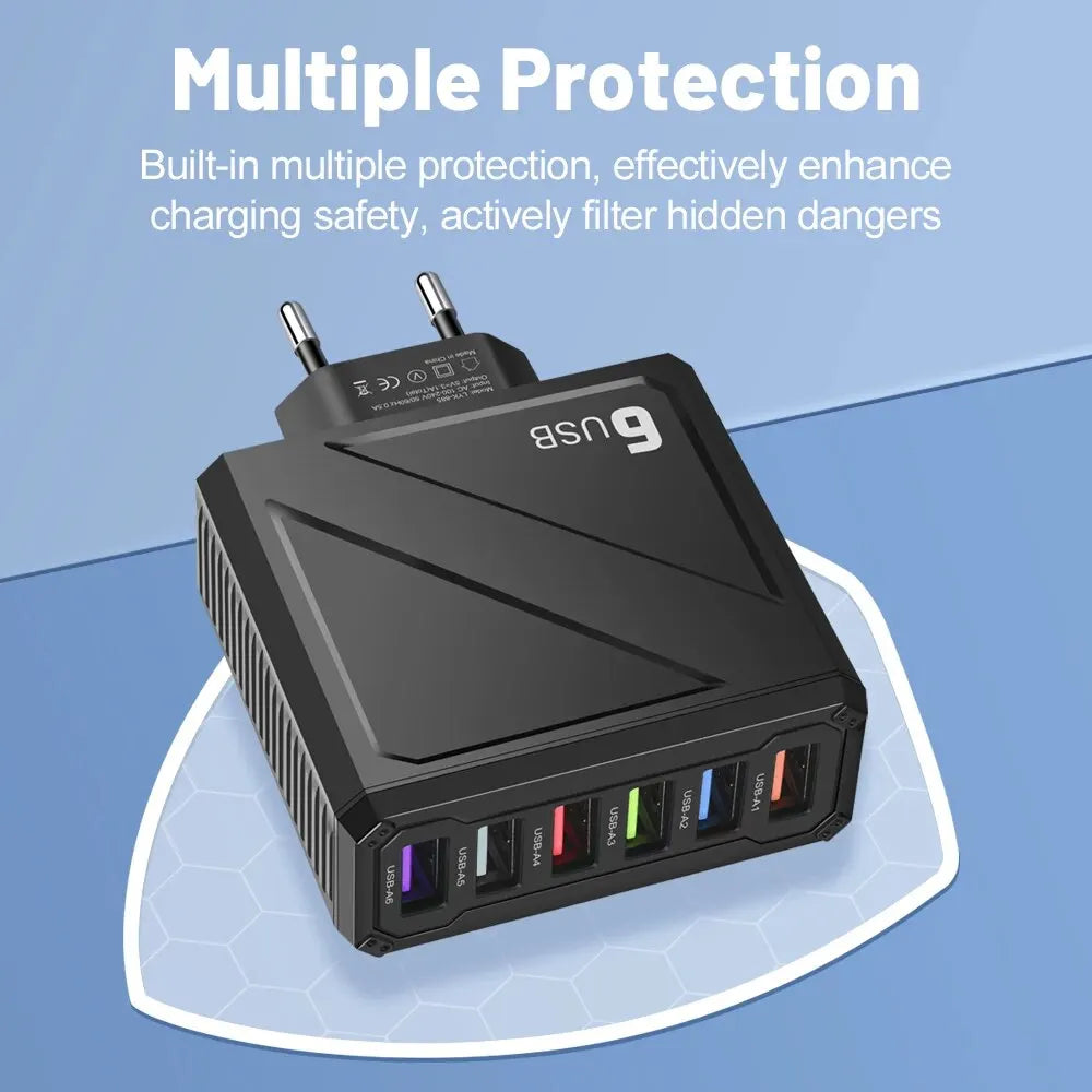 3.1A 6 Ports USB Charger Fast Charging Wall Charger 3