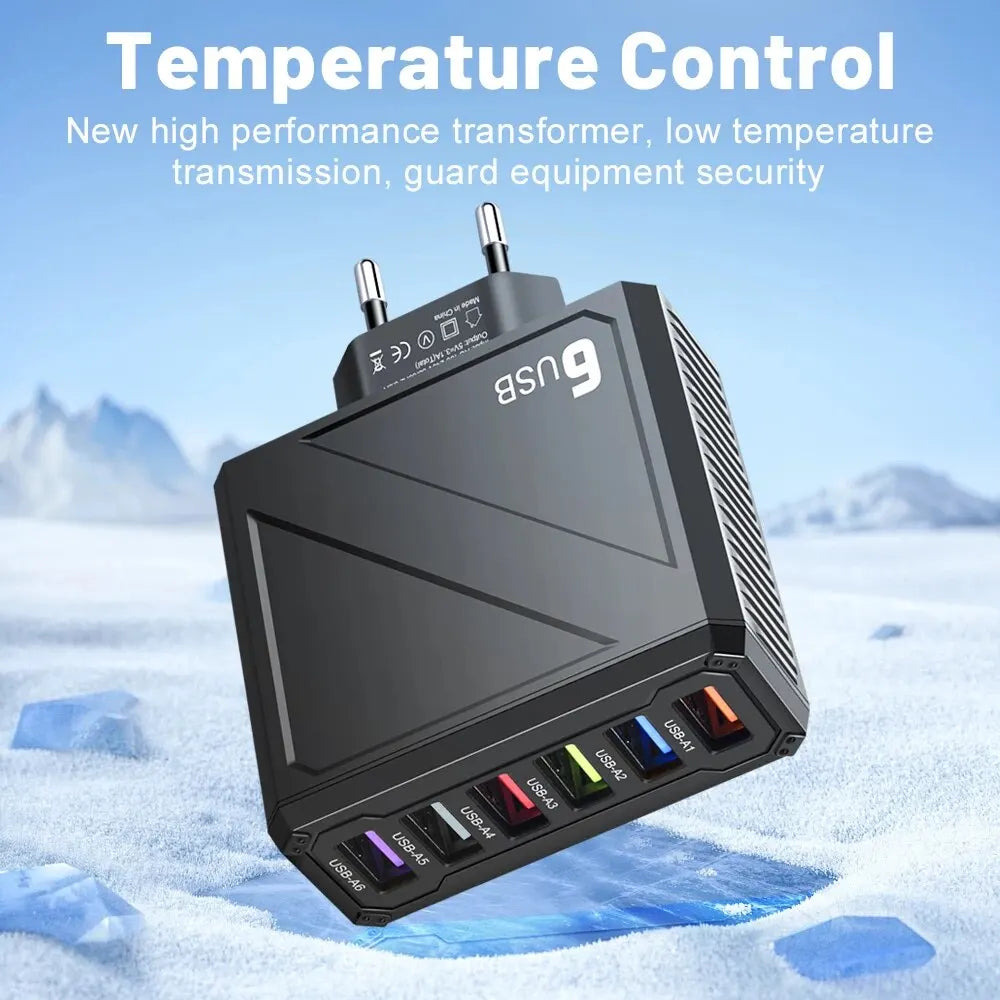 3.1A 6 Ports USB Charger Fast Charging Wall Charger 5