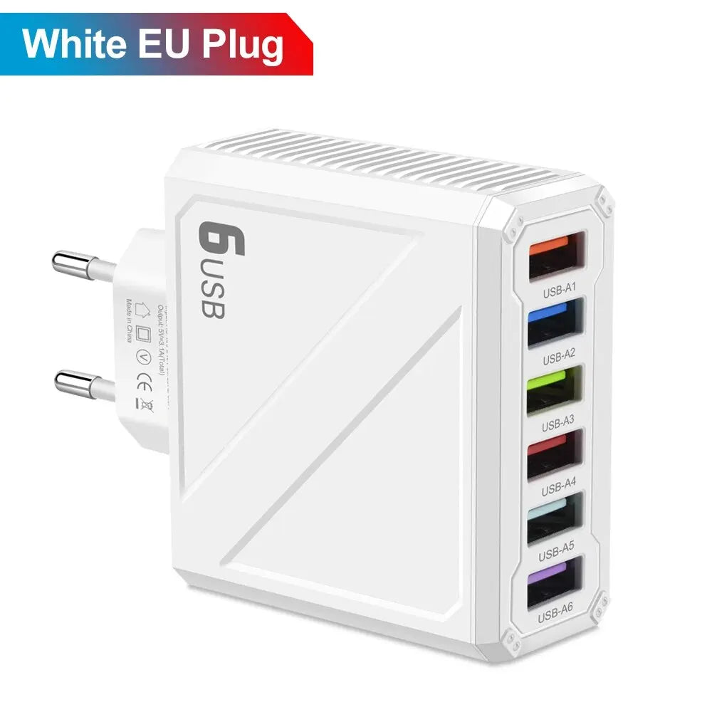 3.1A 6 Ports USB Charger Fast Charging Wall Charger 7
