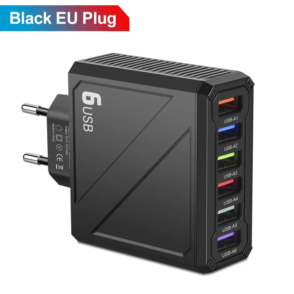 3.1A 6 Ports USB Charger Fast Charging Wall Charger 8