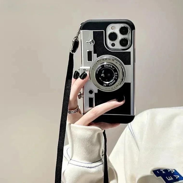 3D Retro Camera Phone Case for iPhone 16 15 Pro Max 14 13 12 11 Pro 3