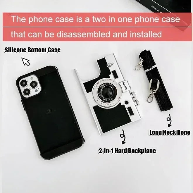 3D Retro Camera Phone Case for iPhone 16 15 Pro Max 14 13 12 11 Pro 6