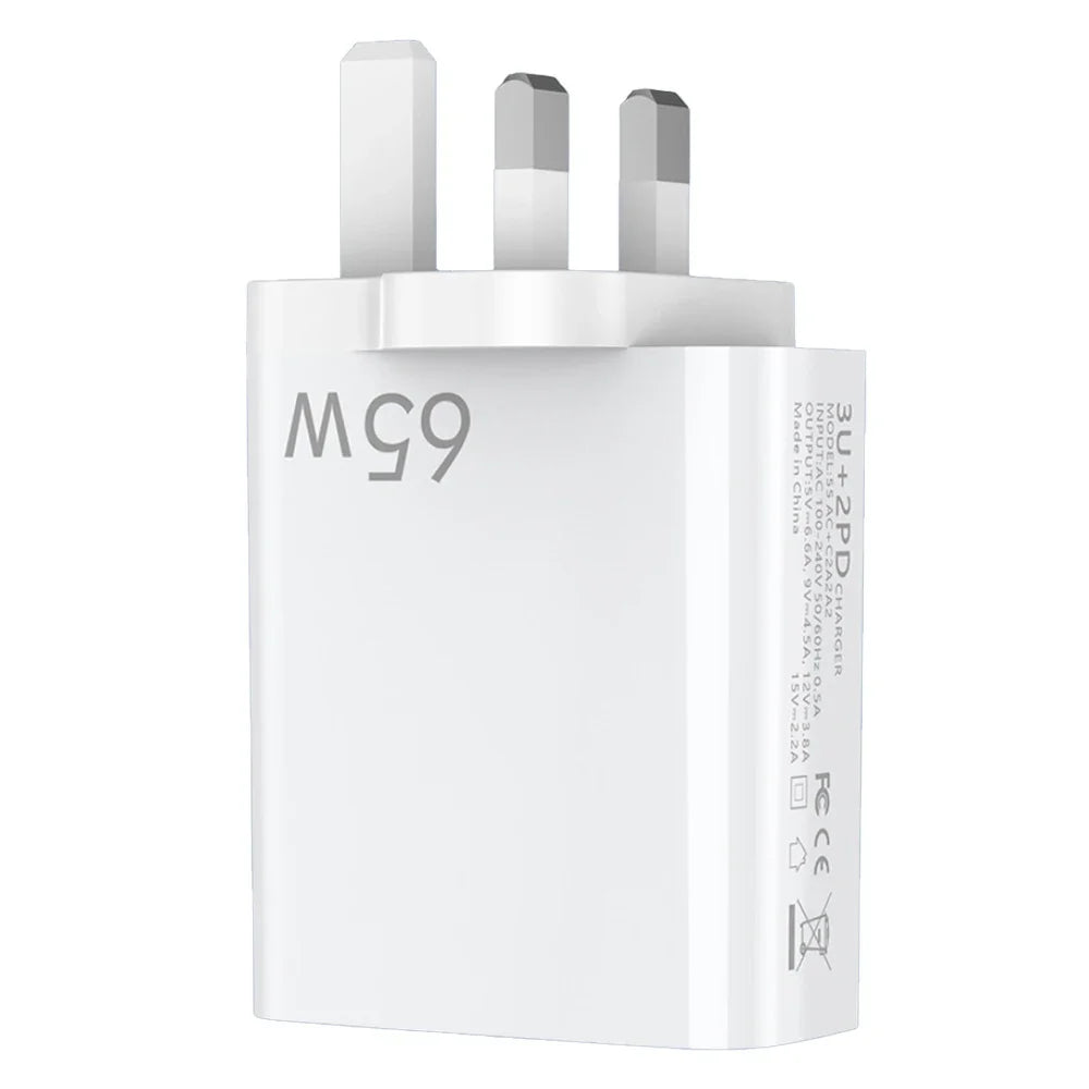 65W USB Fast Charging Type C PD Charger Fast Charger Phone Power Adapter EU/US/UK Plug 9