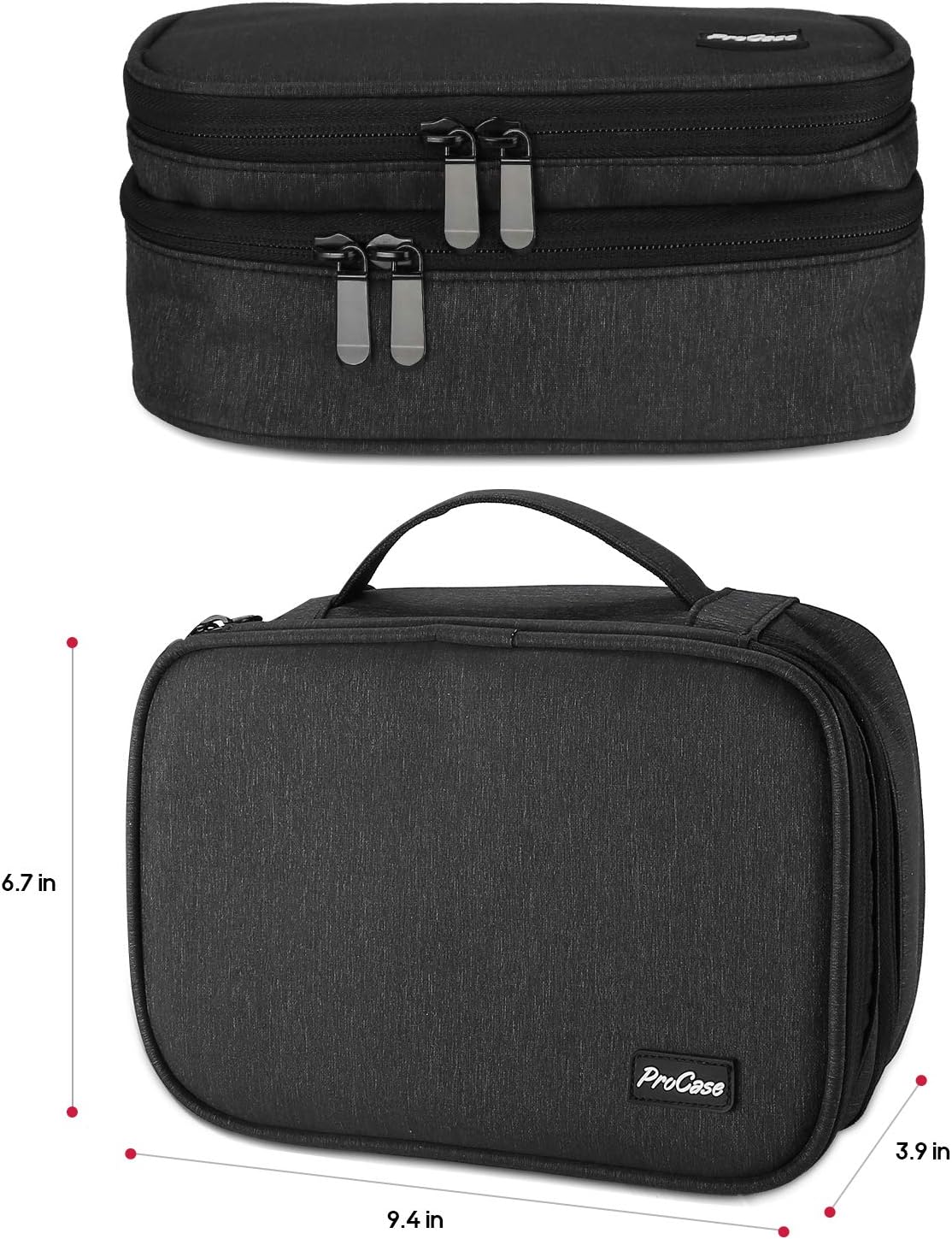 ProCase Electronics Travel Organizer Storage Bag, Double Layer Universal Travel Gear Accessory Carrying Case Bag