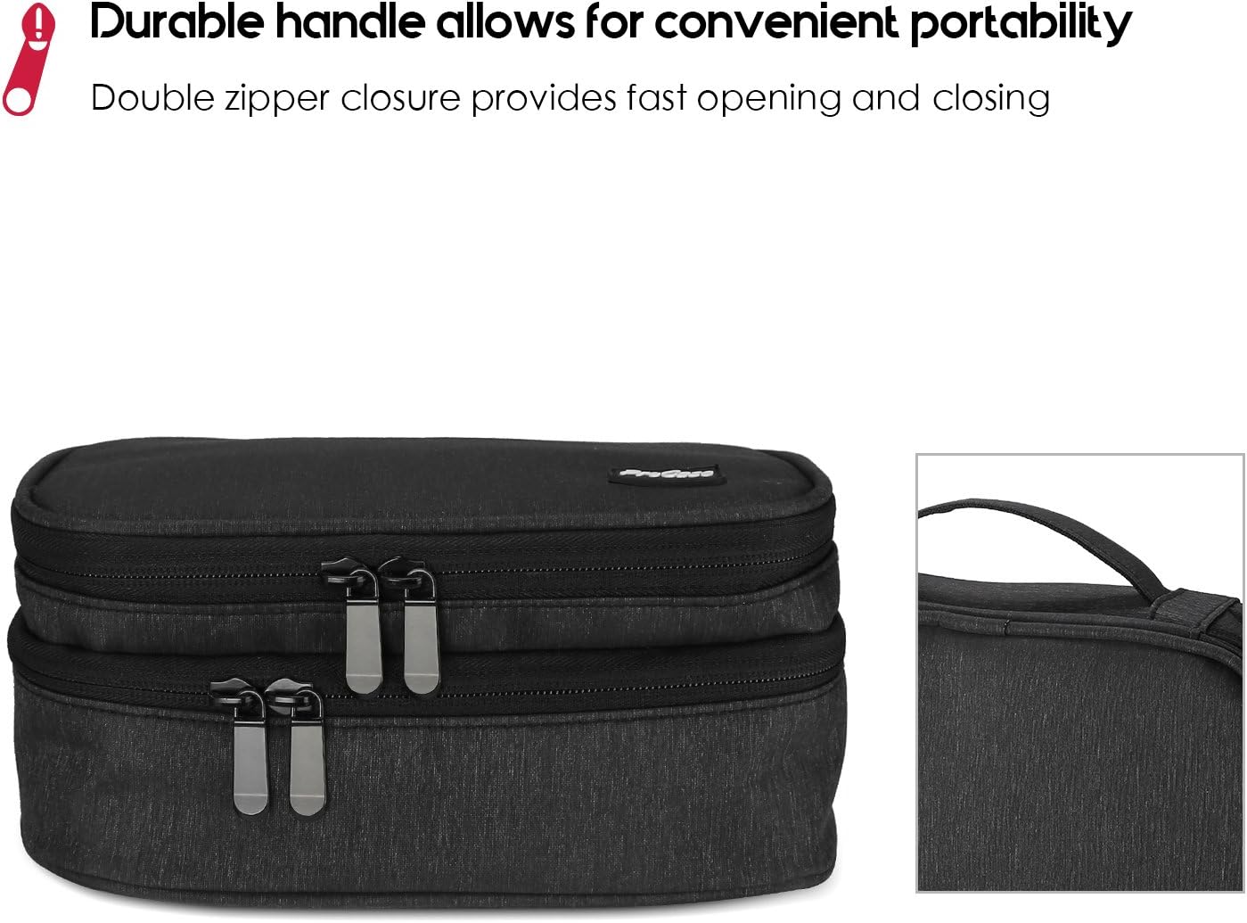 ProCase Electronics Travel Organizer Storage Bag, Double Layer Universal Travel Gear Accessory Carrying Case Bag