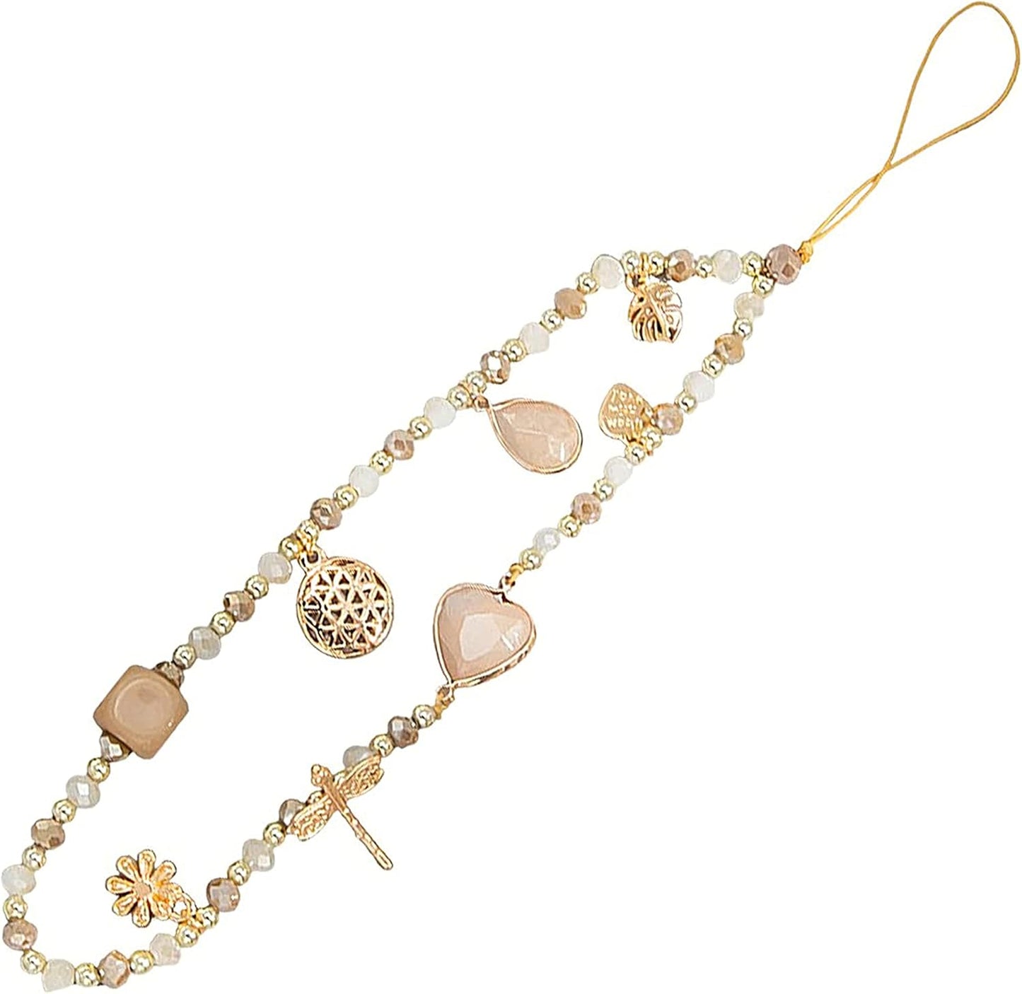 Beige crystal mobile phone chain 2