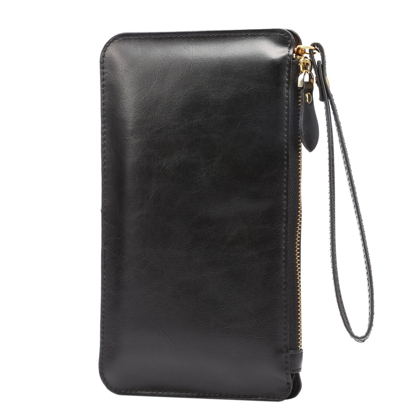Black Crazy Horse Pattern Full Touch Wallet Handheld Fashion Crossbody Phone Bag 1