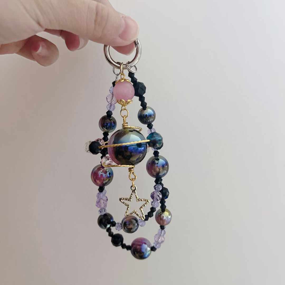 Black Planet Series Crystal Phone Chain