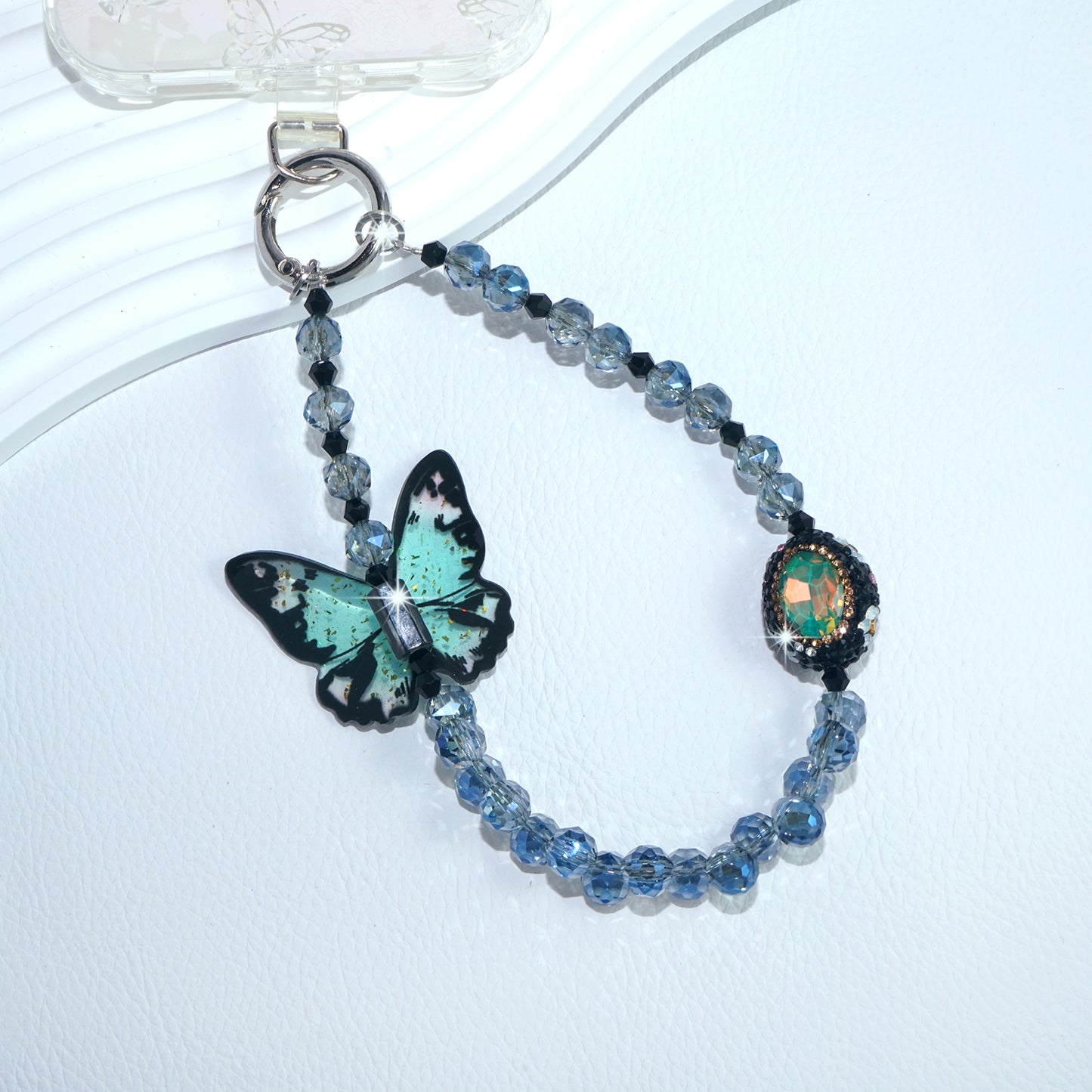 Blue Colorful Butterfly Crystal Phone Chain