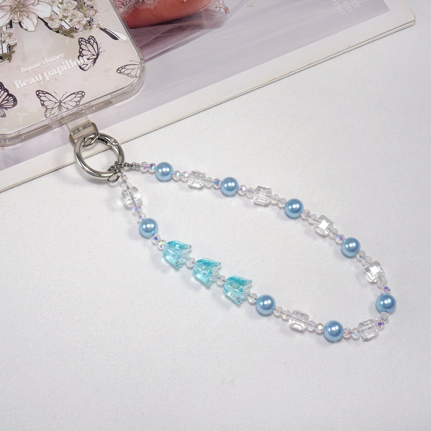 Blue Wind Chime Crystal Phone Strap