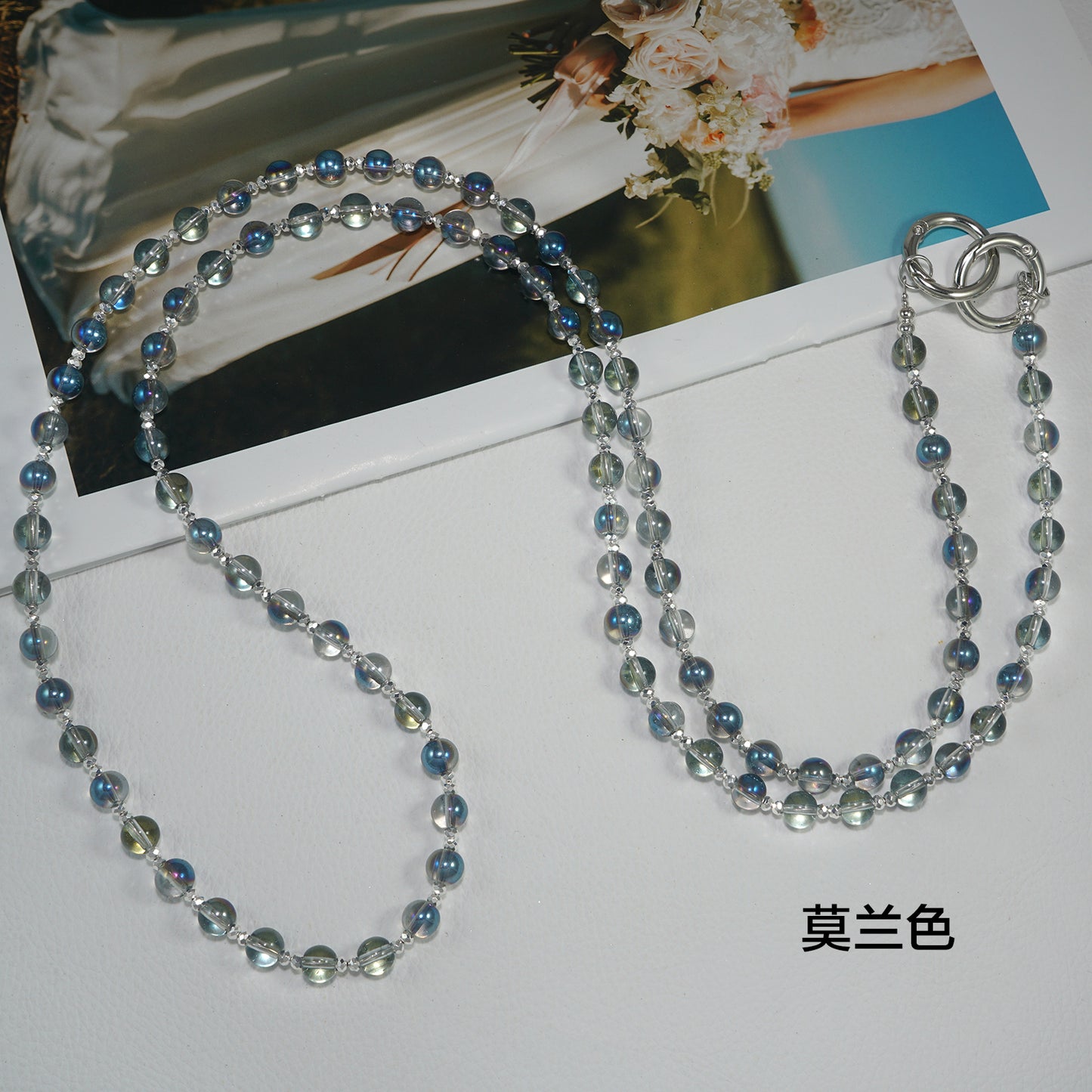 Blue simple crystalcr ossbody strap