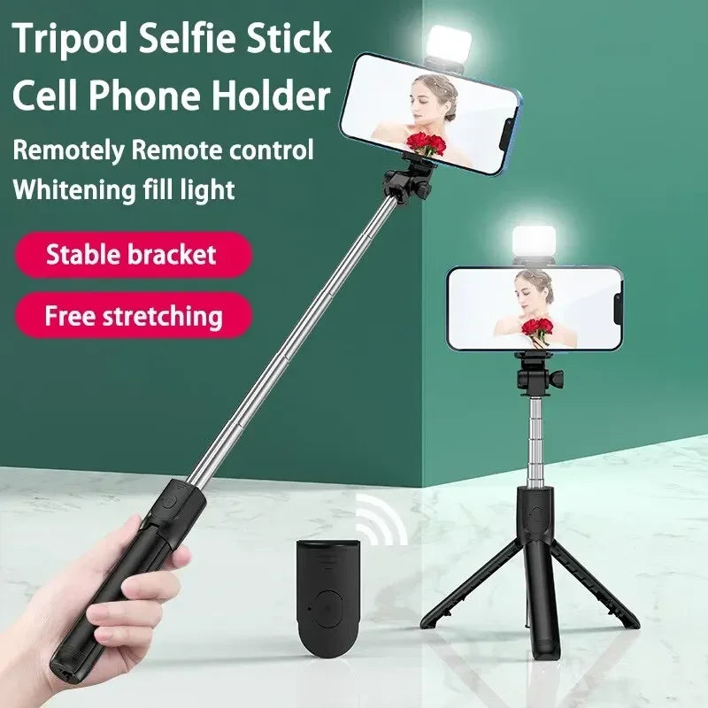 Bluetooth Remote Control Retractable Mobile Phone Tripod Wireless Selfie Stick 2