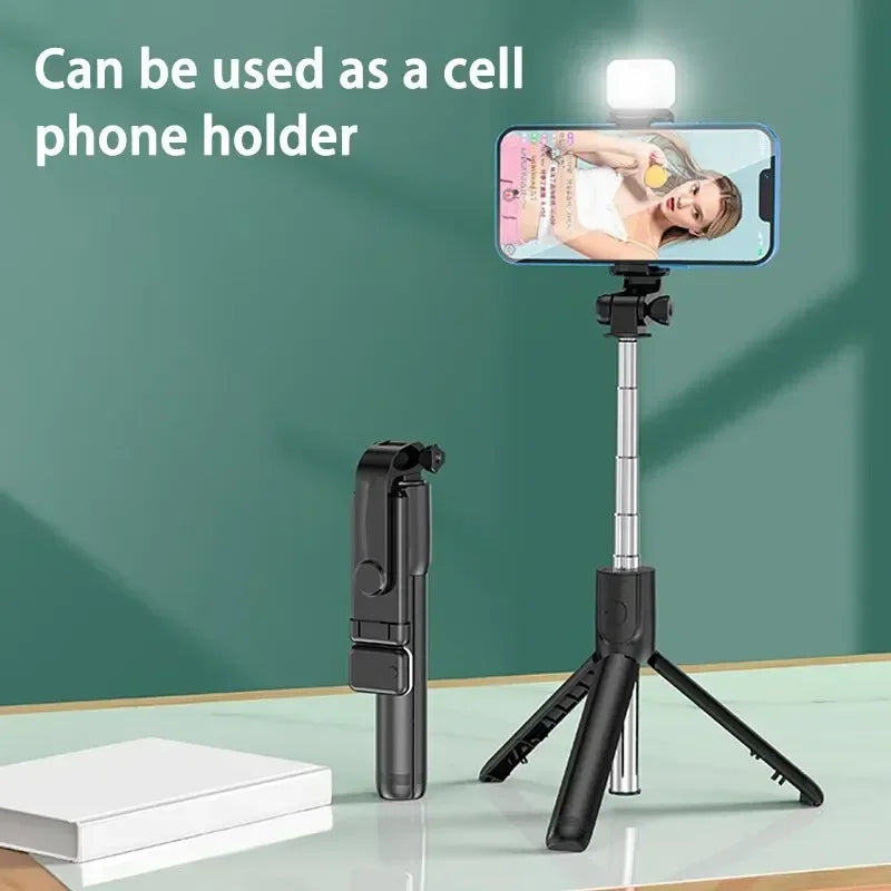 Bluetooth Remote Control Retractable Mobile Phone Tripod Wireless Selfie Stick 4