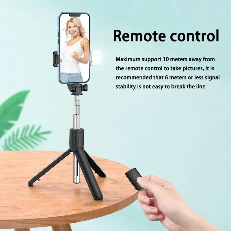 Bluetooth Remote Control Retractable Mobile Phone Tripod Wireless Selfie Stick 6