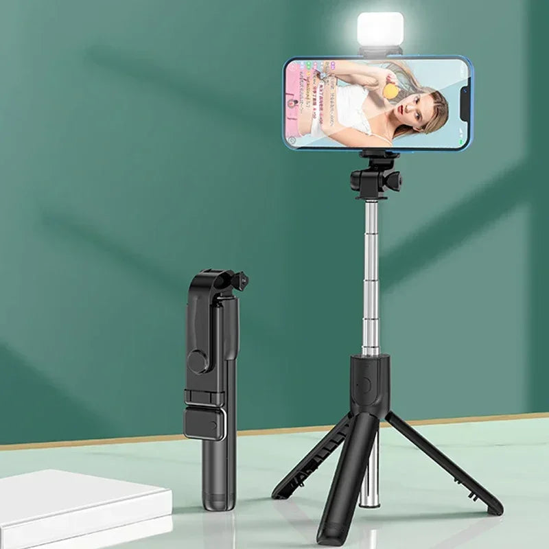 Bluetooth Remote Control Retractable Mobile Phone Tripod Wireless Selfie Stick 9