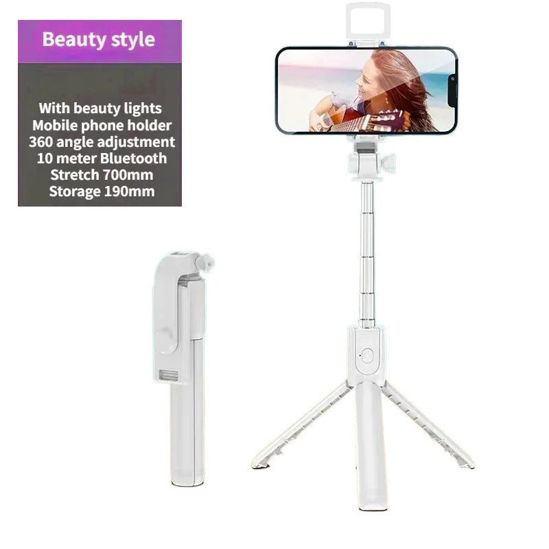 Bluetooth Wireless Selfie Stick Mini Tripod Monopod Remote Shutter with Fill Light