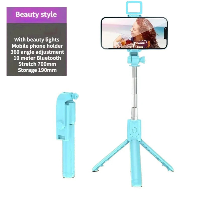 Bluetooth Wireless Selfie Stick Mini Tripod Monopod Remote Shutter with Fill Light