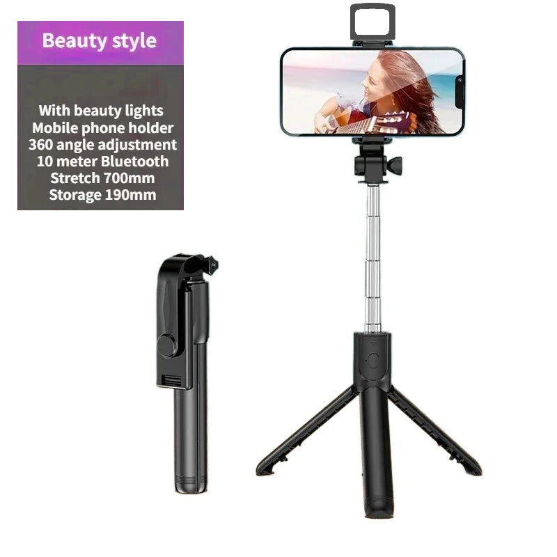 Bluetooth Wireless Selfie Stick Mini Tripod Monopod Remote Shutter with Fill Light