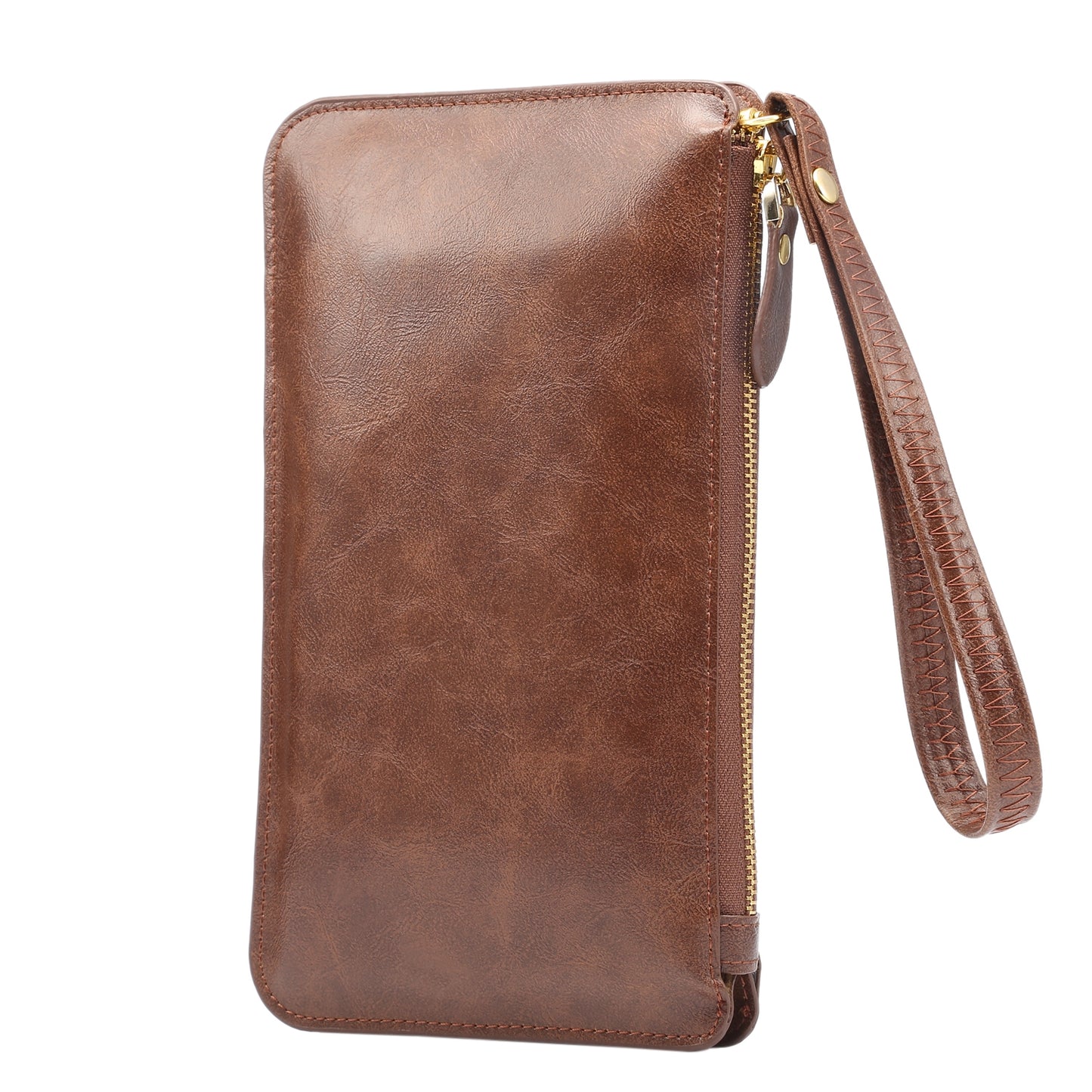 Browm Crazy Horse Pattern Full Touch Wallet Handheld Fashion Crossbody Phone Bag 1