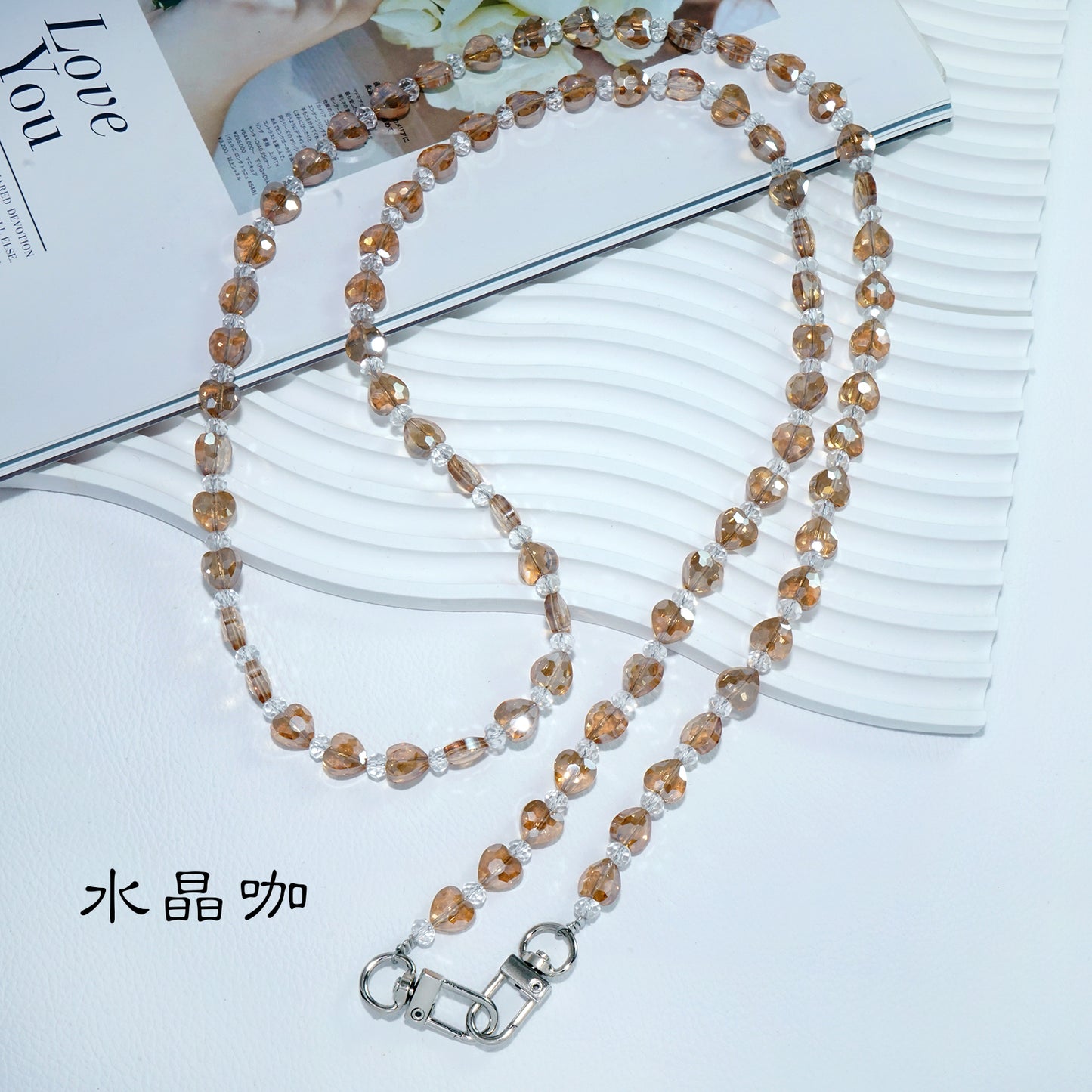 Brown Heart Crystal Crossbody Phone trapS