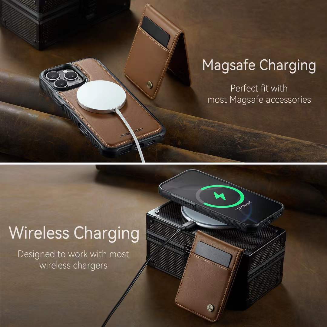 Brown Magnetic Phone Case Card Holder Set