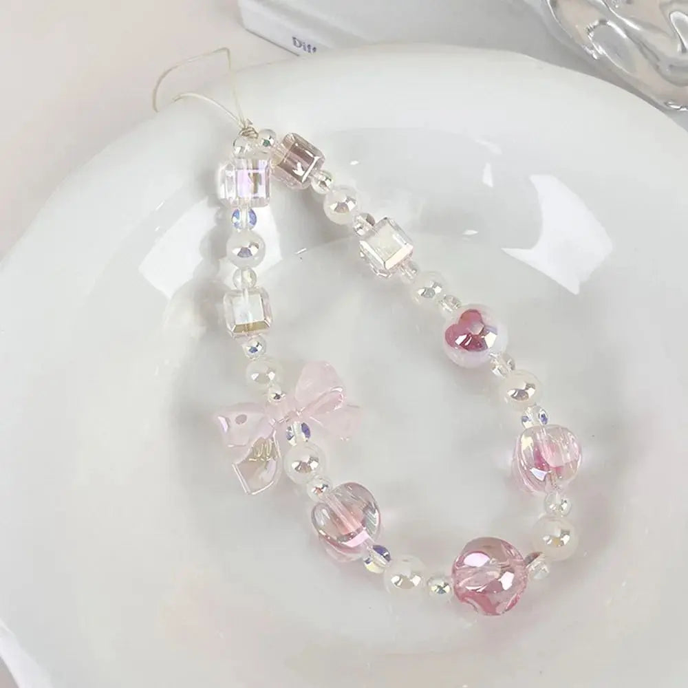 Candy Color Phone Chain Cute Bow Beaded Phone Lanyard 8