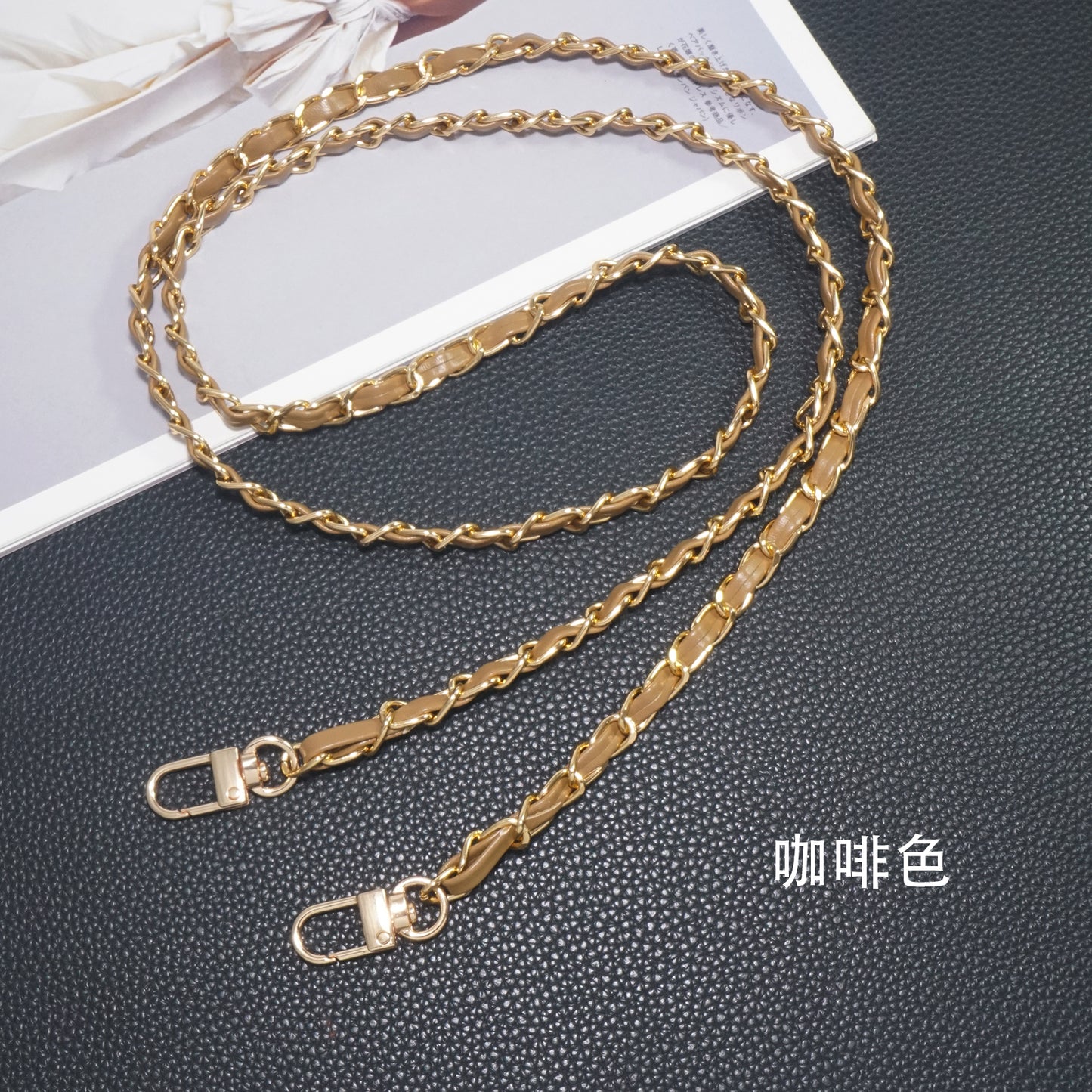 Coffee-colored Chanel style mobile phone crossbody lanyard