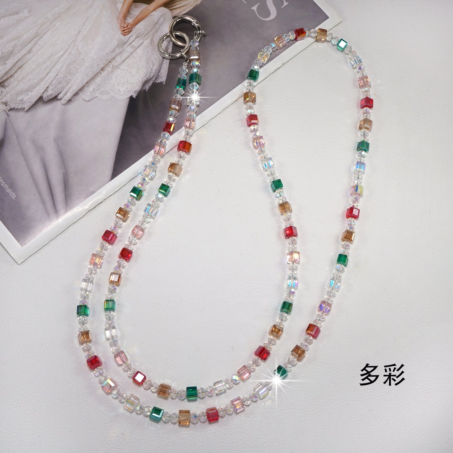 Colorful Sugar Cube Crystal Crossbody Phone Strap 2
