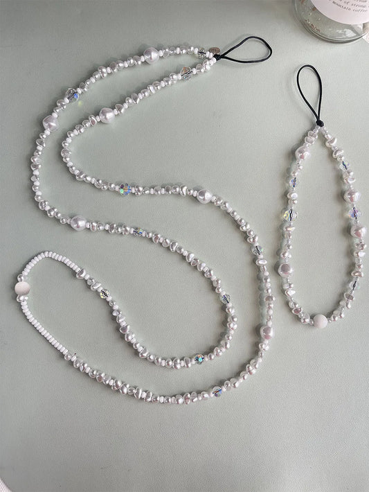 Long Pearl Crystal Mobile Phone Chain Mobile Phone Lanyard Pendant 2