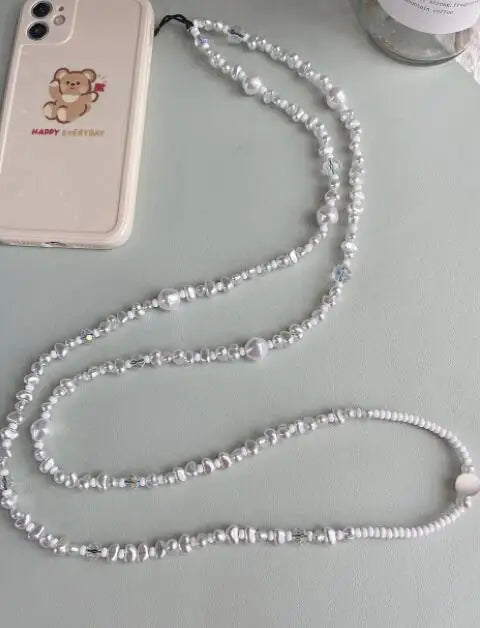 Irregular pearl crystal crossbody strap