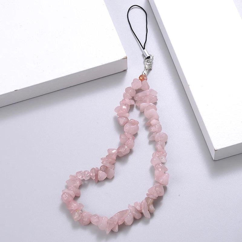 Creative Fashion Gravel Mobile Phone Chain Women Girls Anti Lost Jewelry 6 Color Beaded Cellphone Meta 11