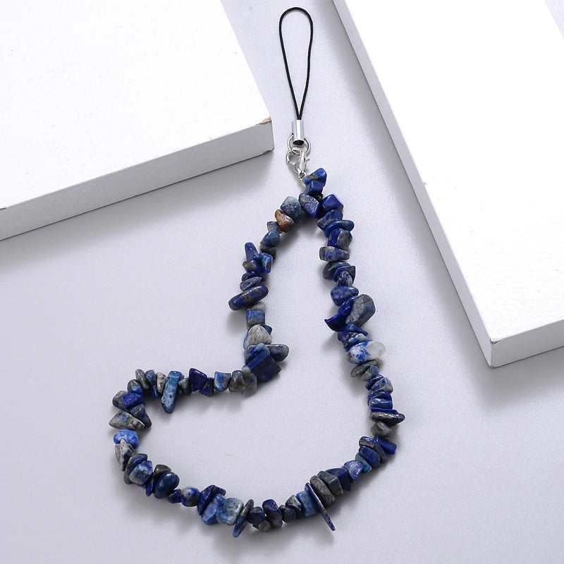 Creative Fashion Gravel Mobile Phone Chain Women Girls Anti Lost Jewelry 6 Color Beaded Cellphone Meta 12