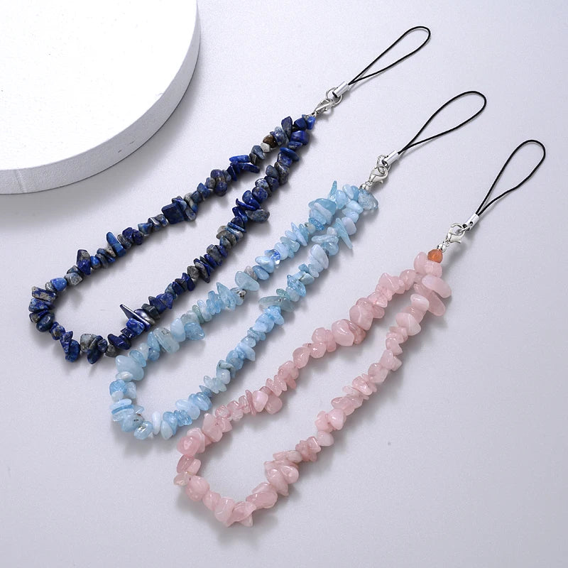Creative Fashion Gravel Mobile Phone Chain Women Girls Anti Lost Jewelry 6 Color Beaded Cellphone Meta 3