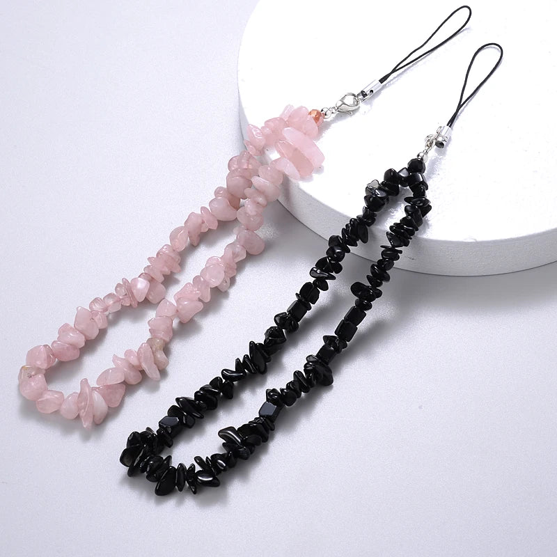 Creative Fashion Gravel Mobile Phone Chain Women Girls Anti Lost Jewelry 6 Color Beaded Cellphone Meta 4