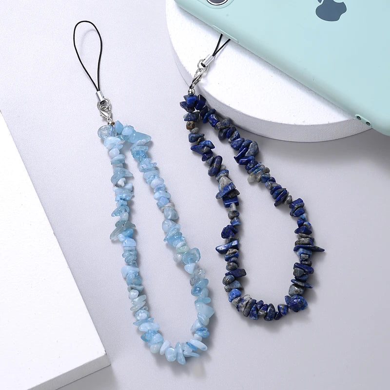 Creative Fashion Gravel Mobile Phone Chain Women Girls Anti Lost Jewelry 6 Color Beaded Cellphone Meta 5