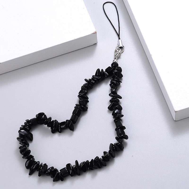 Creative Fashion Gravel Mobile Phone Chain Women Girls Anti Lost Jewelry 6 Color Beaded Cellphone Meta 7