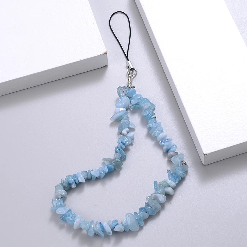 Creative Fashion Gravel Mobile Phone Chain Women Girls Anti Lost Jewelry 6 Color Beaded Cellphone Meta 8