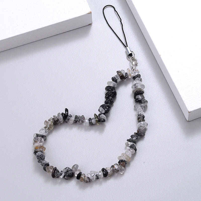 Creative Fashion Gravel Mobile Phone Chain Women Girls Anti Lost Jewelry 6 Color Beaded Cellphone Meta 9