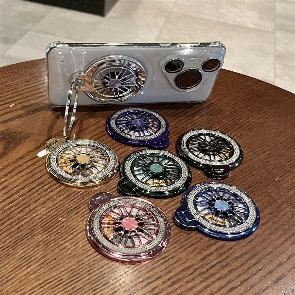 Cute electroplating gyroscope mobile phone grip ring stand