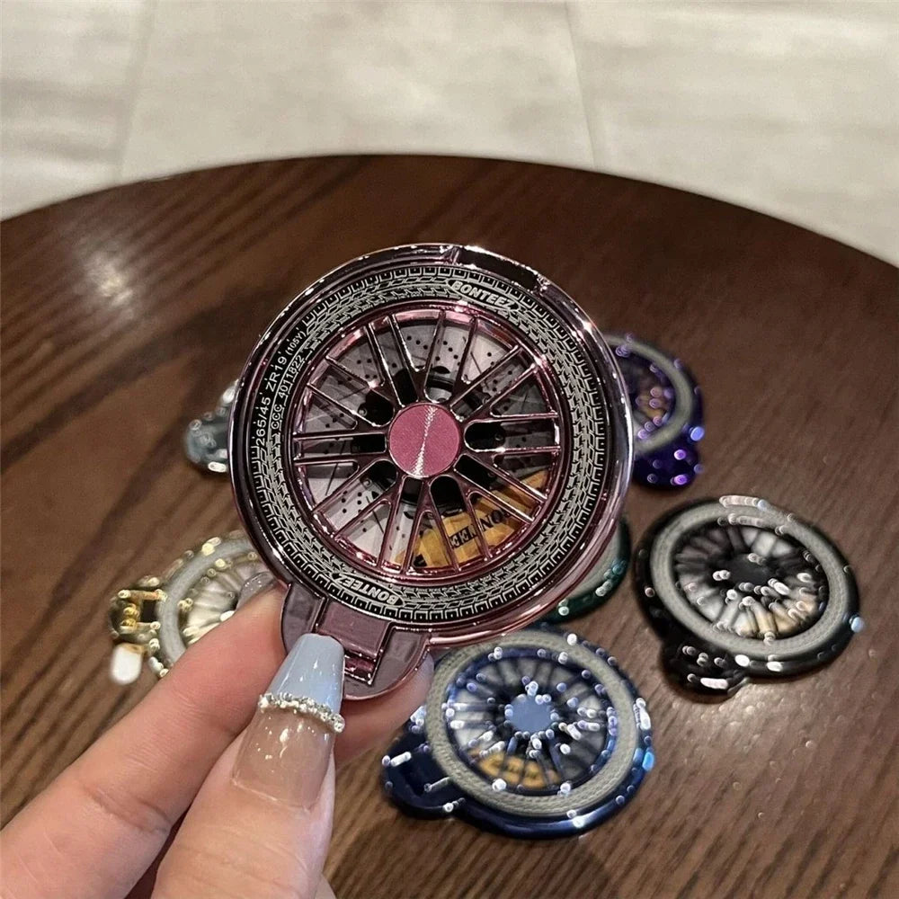 Cute electroplating gyroscope mobile phone grip ring stand