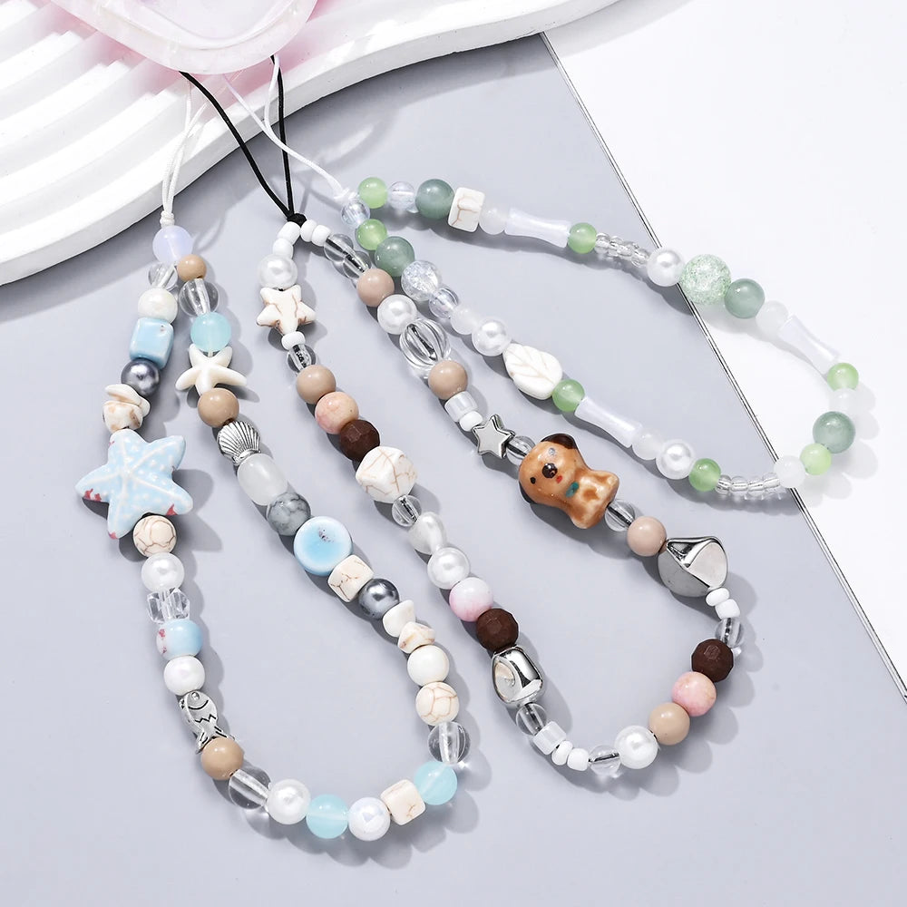 Fashion Ceramic Acrylic Beaded Mobile Phone Case Chain Mobile Phone Lanyard Accessories Mobile Phone Strap 2