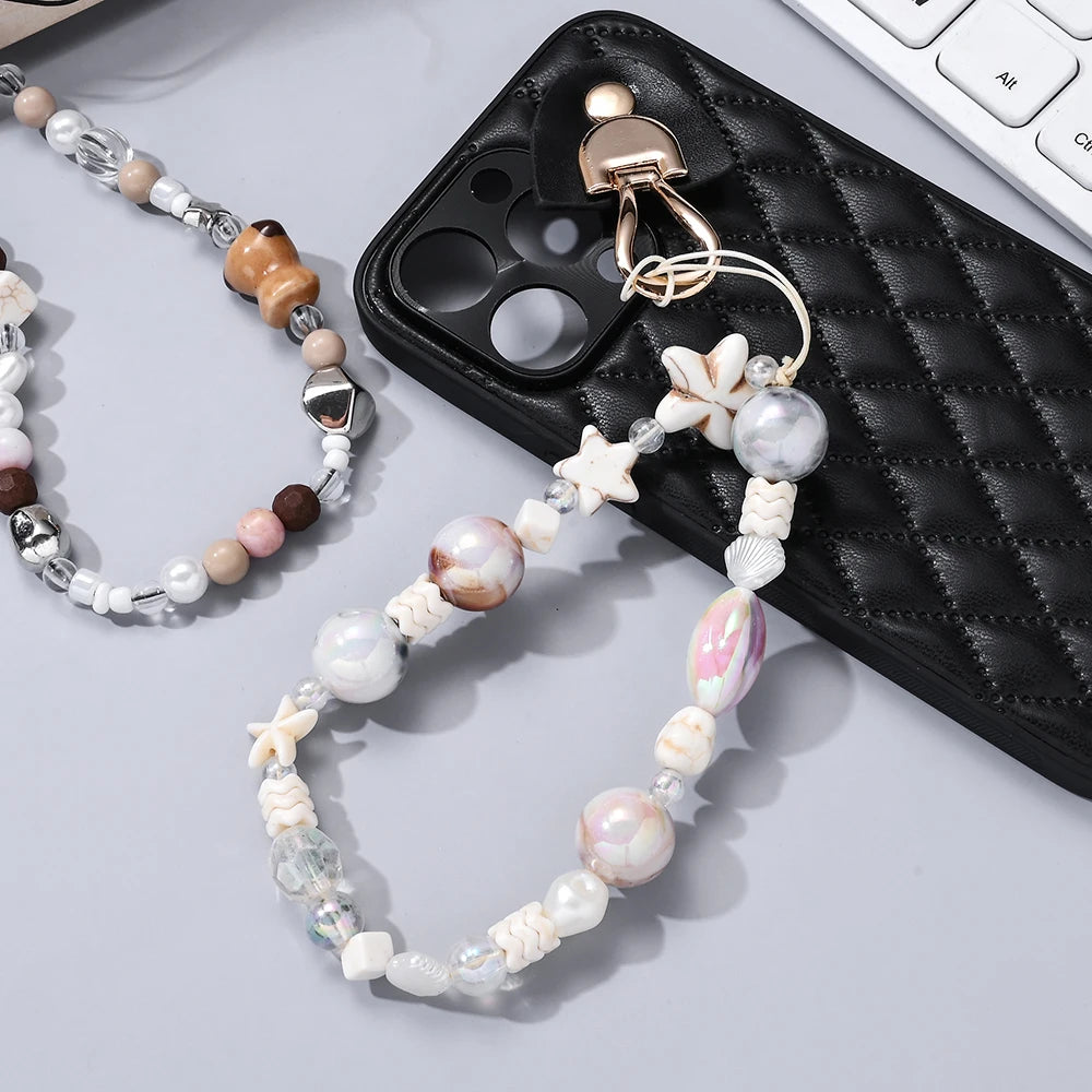 Fashion Ceramic Acrylic Beaded Mobile Phone Case Chain Mobile Phone Lanyard Accessories Mobile Phone Strap 3
