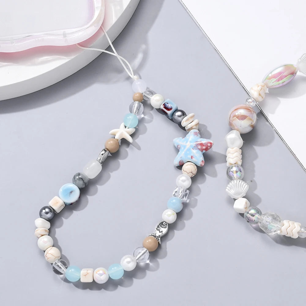 Fashion Ceramic Acrylic Beaded Mobile Phone Case Chain Mobile Phone Lanyard Accessories Mobile Phone Strap 4