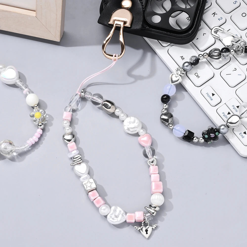 Fashion Ceramic Acrylic Beaded Mobile Phone Case Chain Mobile Phone Lanyard Accessories Mobile Phone Strap 5