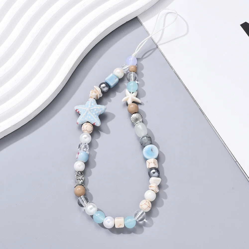 Fashion Ceramic Acrylic Beaded Mobile Phone Case Chain Mobile Phone Lanyard Accessories Mobile Phone Strap 6